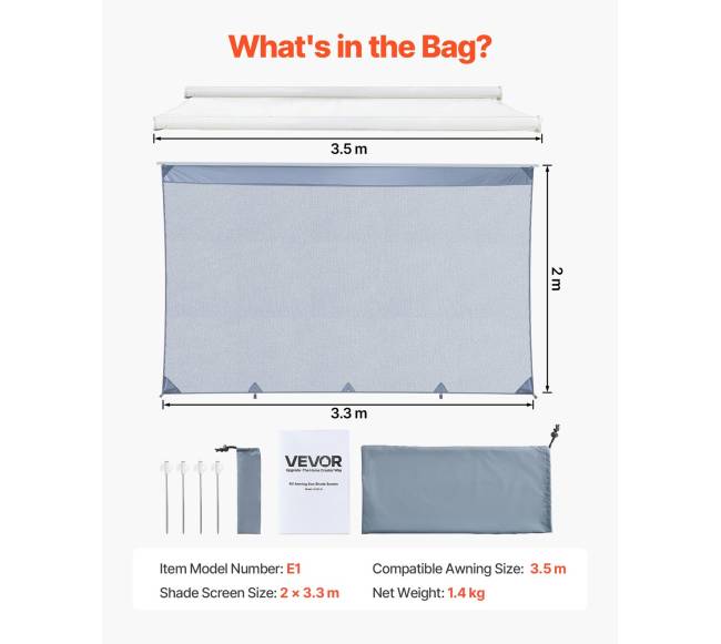 Rv markizės nuo saulės ekranas 2 x 3,3 m6