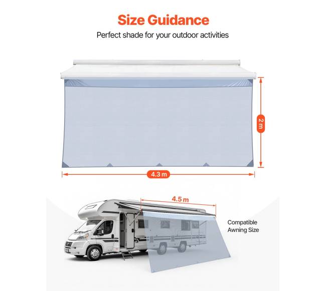 RV tentinė saulės užuolaida 2 x 4,3 m2