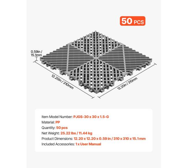 Suvedami drenažo kilimėliai, pilka, 50 vnt.6