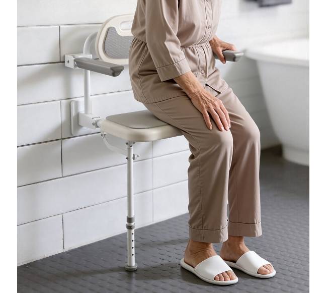 Sulankstoma sieninė dušo kėdė su atlošu7