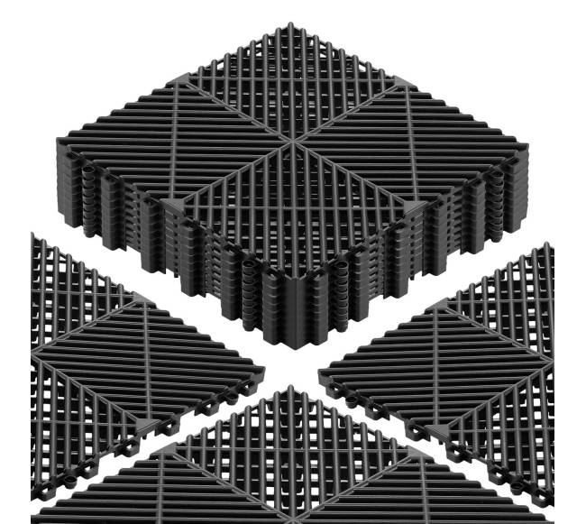 Tarpusavyje sujungtos drenažo kilimėlės, juodos, 12 vnt.0