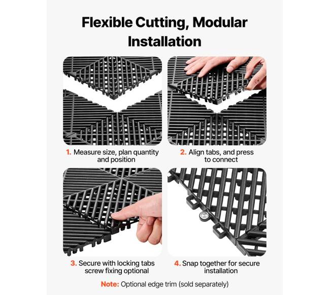 Tarpusavyje sujungtos drenažo kilimėlės, juodos, 12 vnt.4