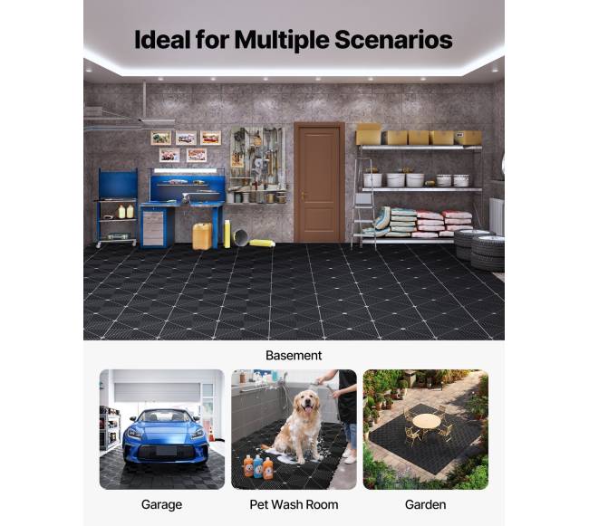 Tarpusavyje sujungtos drenažo kilimėlės, juodos, 12 vnt.5