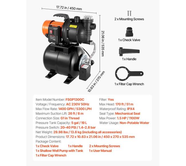1100W siurblys su slėgio baku sodui6