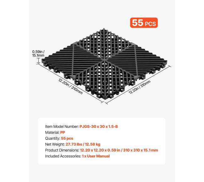 Tarpusavyje jungiamos drenažo kilimėliai, 310 x 310 mm6