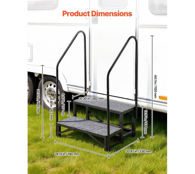 RV laiptai su dvejais turėklais2