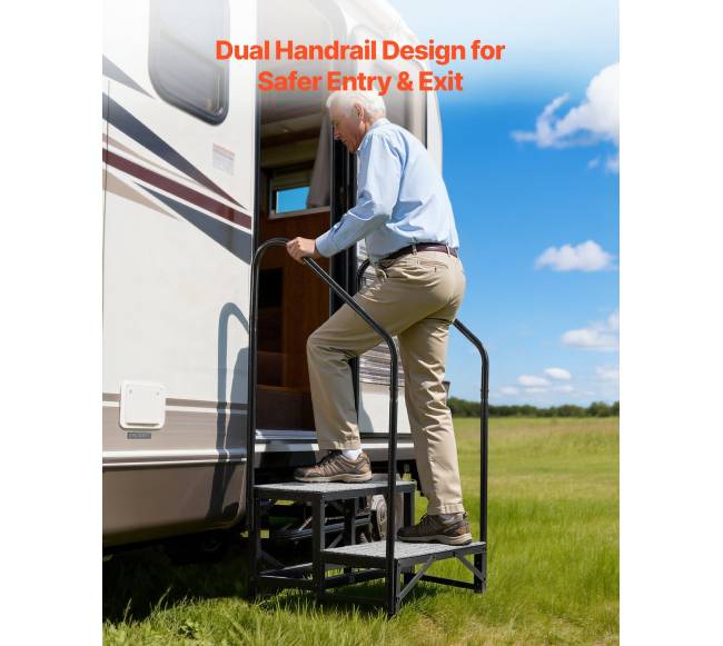 RV laiptai su dvejais turėklais3