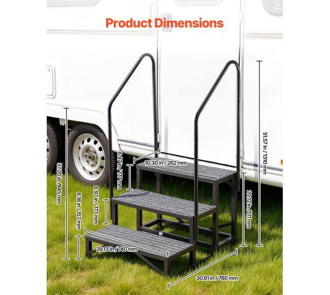 Laiptai su dviem turėklais, 3 pakopos2