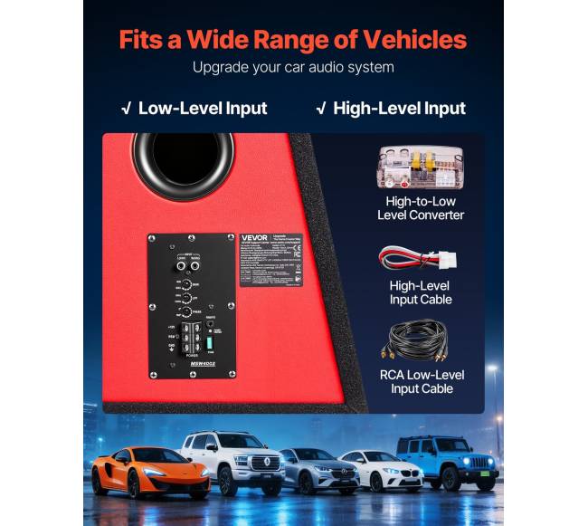 Kompaktiškas automobilinis žemųjų dažnių garsiakalbis su stiprintuvu5