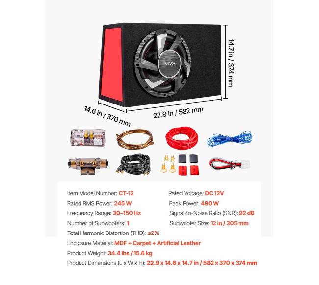 Kompaktiškas automobilinis žemųjų dažnių garsiakalbis su stiprintuvu6