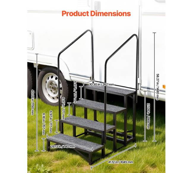 RV laiptai su dvigubais turėklais2