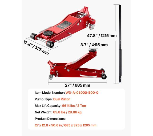 Žemas profilis grindų domkratas 3 tonų talpos6