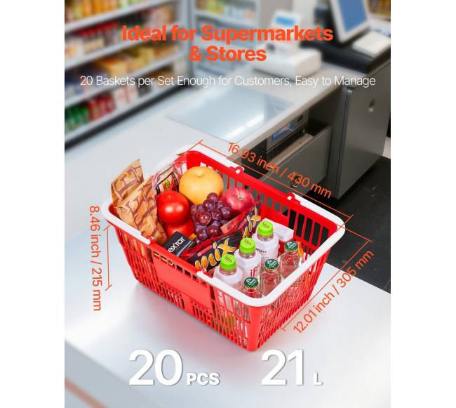 Parduotuvės krepšiai, 20 vnt, 21 l raudoni2
