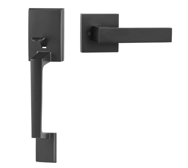 Priekinės durų rankena juoda iš cinko lydinio9