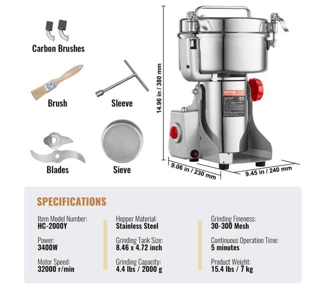 2000g elektrinė pramoninė prieskonių malūnas6