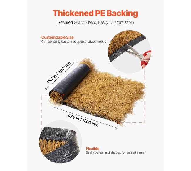 Šiaudinis stogas baro dekorui 0.4 x 1.2 m3