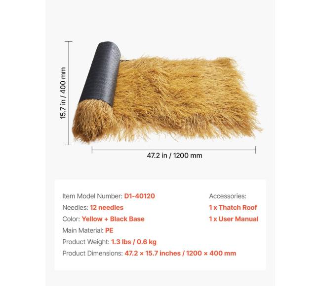 Šiaudinis stogas baro dekorui 0.4 x 1.2 m6