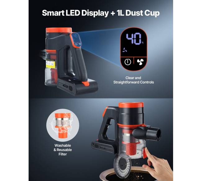 Belaidis dulkių siurblys su LED ekranu4