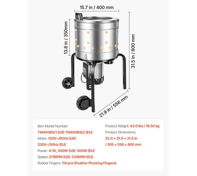 Paukščių pešimo įrenginys, 400 mm būgnas6