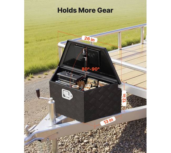 Juodos aliuminio priekabos daiktadėžė 660 x 330 x 305 mm1