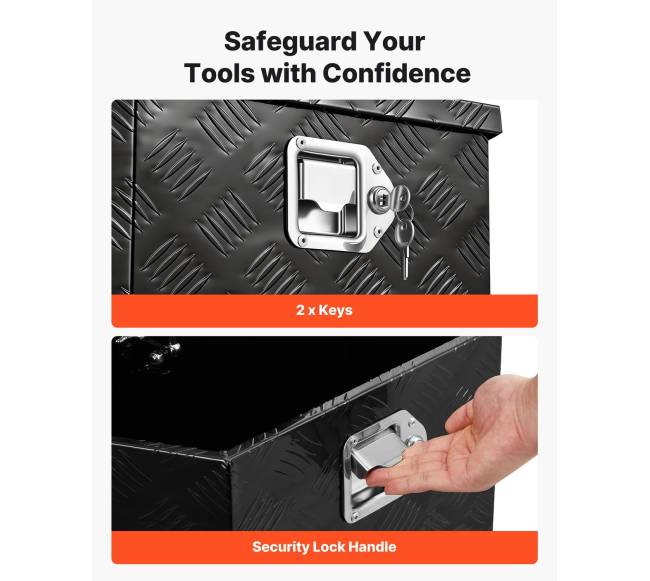 Juodos aliuminio priekabos daiktadėžė 660 x 330 x 305 mm3