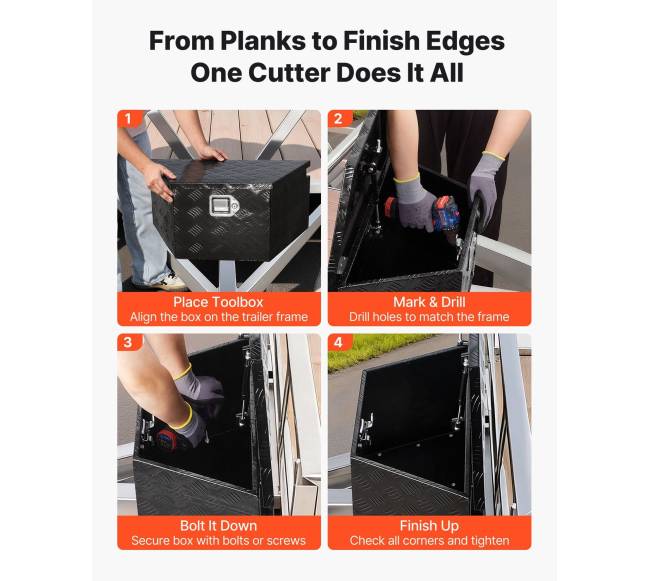 Juodos aliuminio priekabos daiktadėžė 660 x 330 x 305 mm4