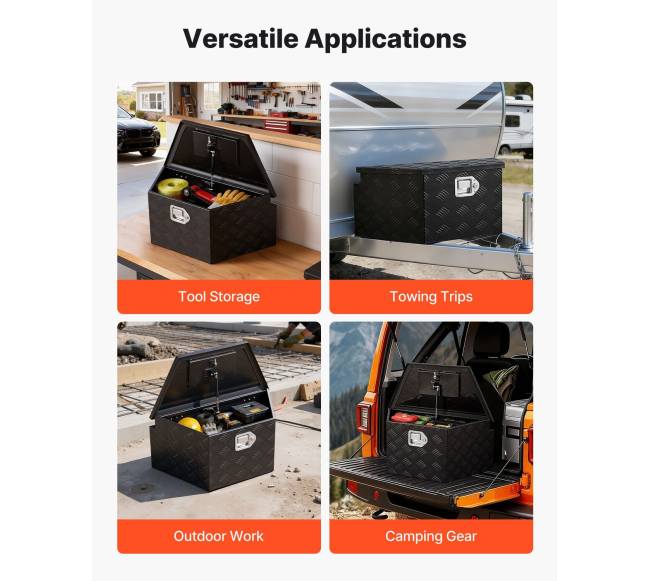 Juodos aliuminio priekabos daiktadėžė 660 x 330 x 305 mm5