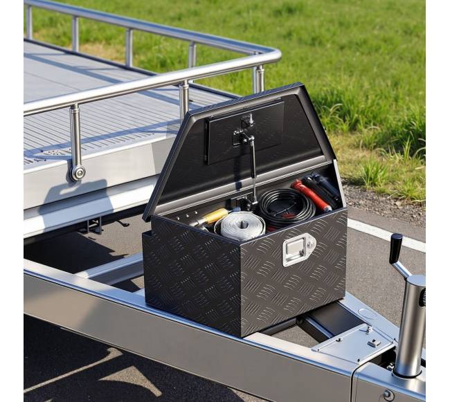 Juodos aliuminio priekabos daiktadėžė 660 x 330 x 305 mm7