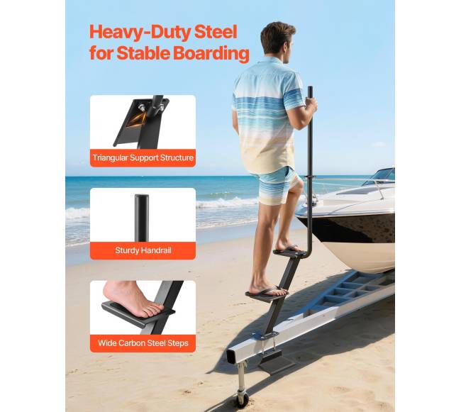 Valties priekabos 3 pakopų laiptai su rankena1