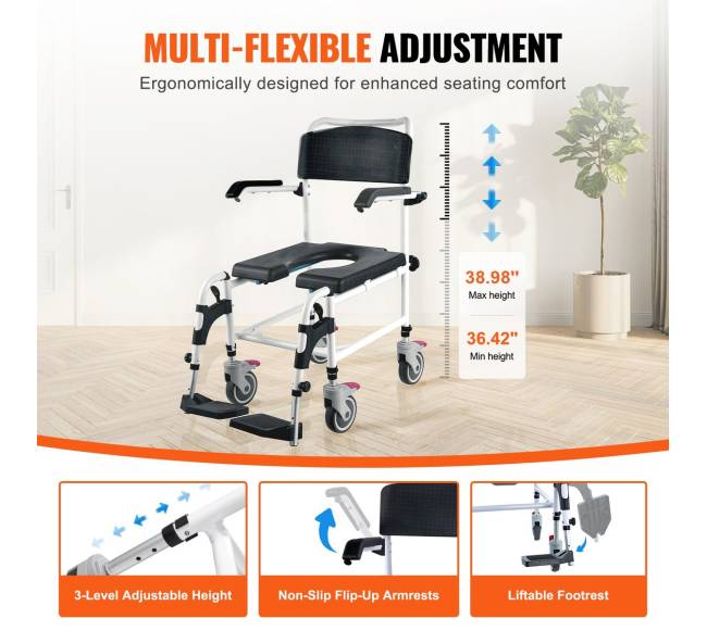 Dušo kėdė su ratukais ir nuimamu kibiru3