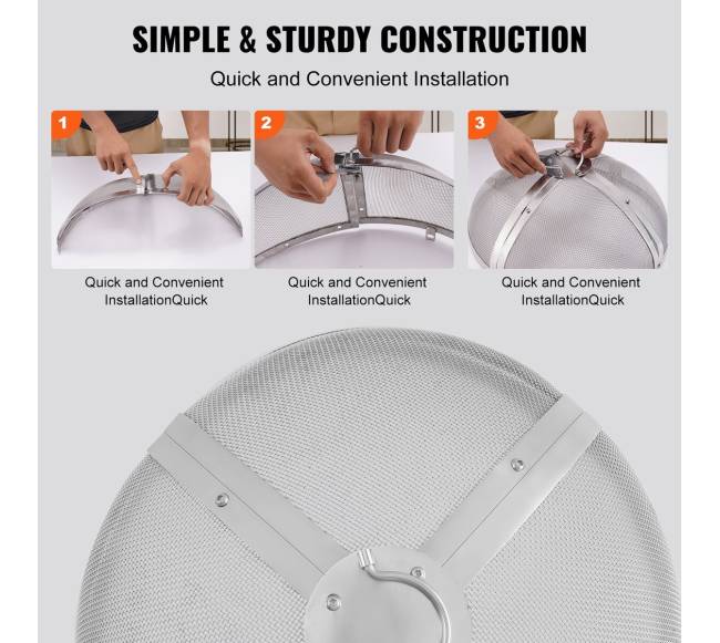 Apvalus židinio kibirkščių gaubtas 68cm4