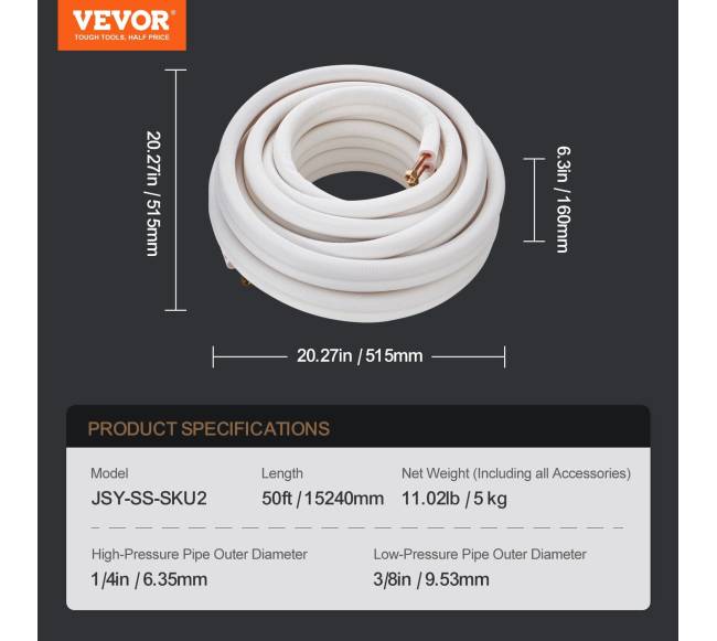 15240 mm mini išrauto vamzdynas oro kondicionieriui6