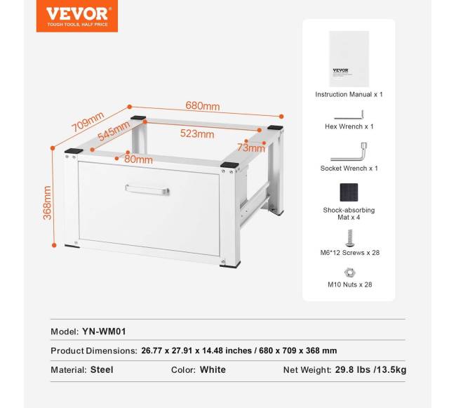 Skalbimo mašinos stovas su stalčiu ir aksesuarais6