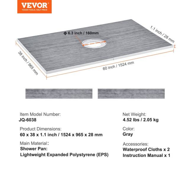 Dušo karnizo rinkinys 1524x965 mm su nutekamuoju6