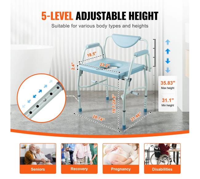 Tualeto kėdė su nuleidžiamomis rankenomis3