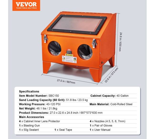 150 litrų smėliavimo kabina su pistoletu6