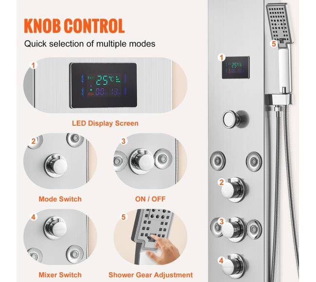 Dušo panelė su 6 režimais ir LED4