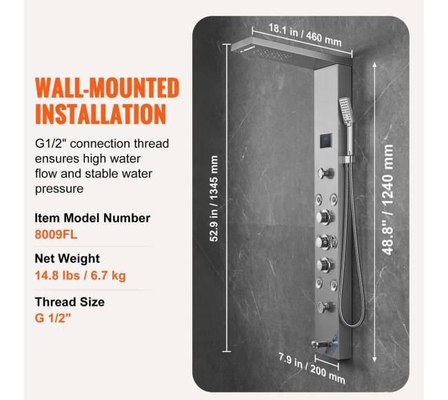 Dušo panelė su 6 režimais ir LED6