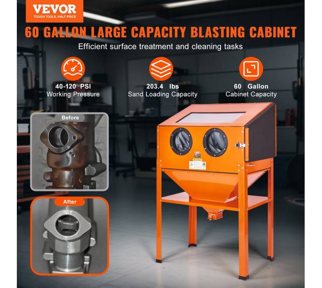 60 galonų smėliasrovės spintelė su stovu1