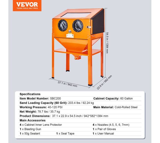 60 galonų smėliasrovės spintelė su stovu6