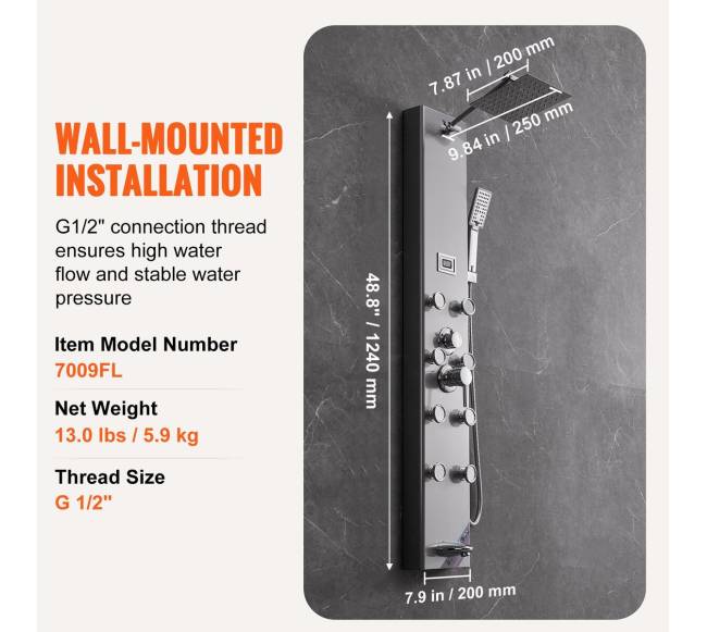 Dušo panelės bokštas su lietaus sistema6