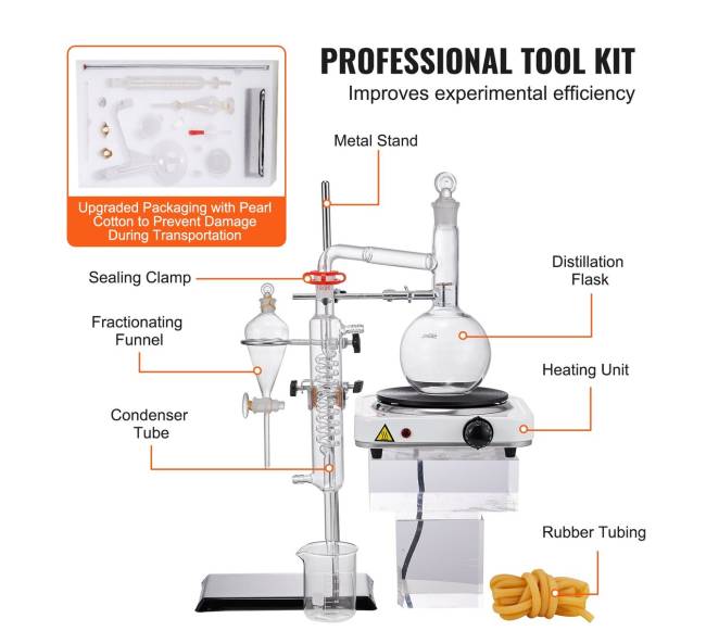 Eterinių aliejų distiliavimo rinkinys 500 ml5