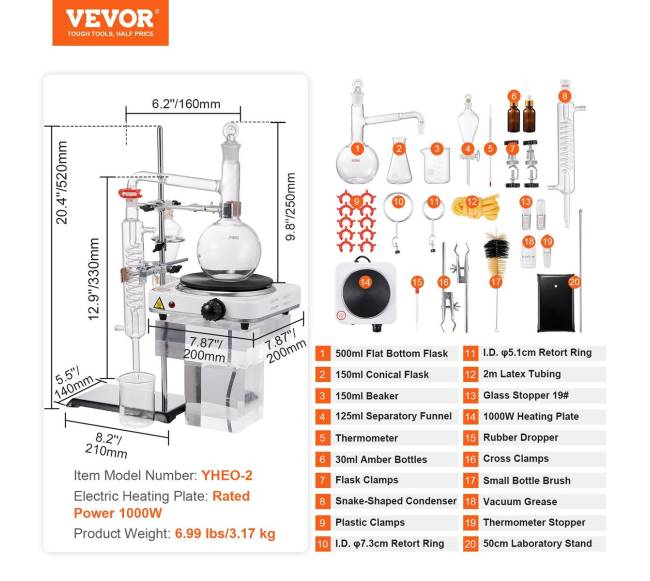 Eterinių aliejų distiliavimo rinkinys 500 ml6