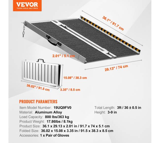 Nešiojamasis aliuminio neįgaliojo vežimėlio rampa6
