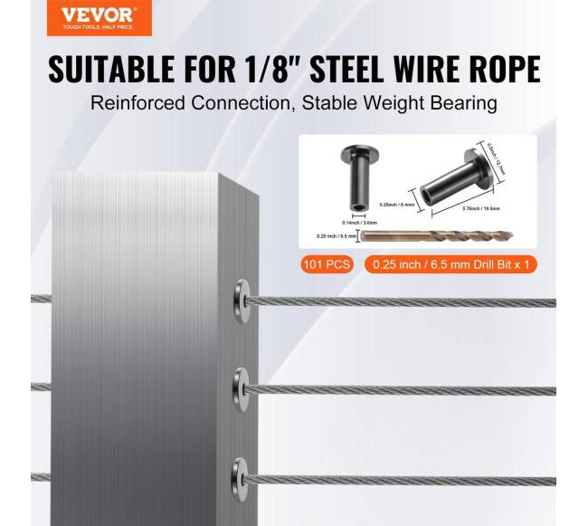 101 komplektas apsauginių įvorių 3.2mm lynui1