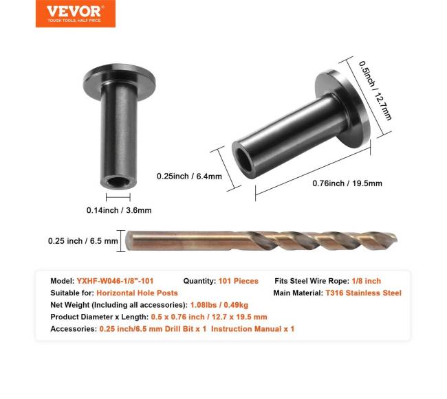 101 komplektas apsauginių įvorių 3.2mm lynui6