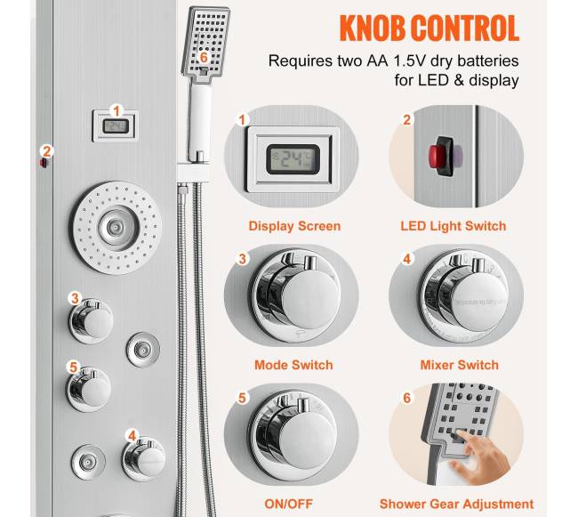 Dušo panelės bokštas su LED ekranu4