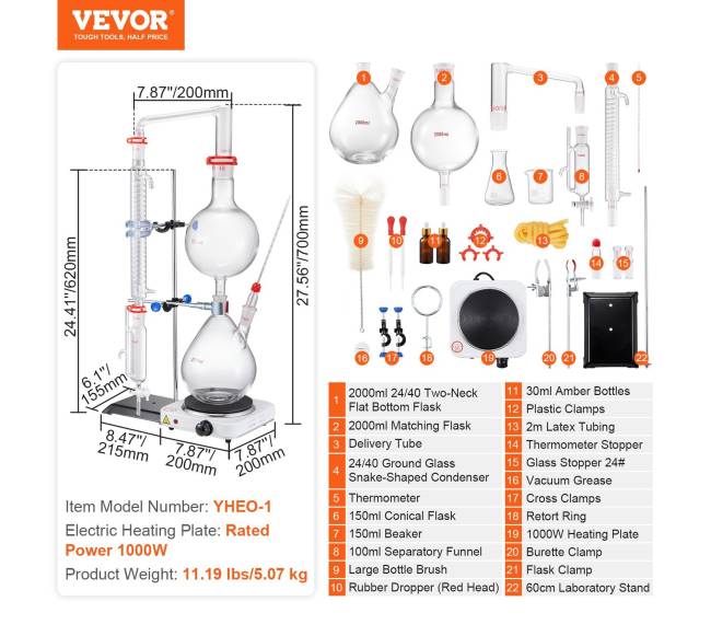 Eterinio aliejaus distiliavimo rinkinys, 2000 ml6