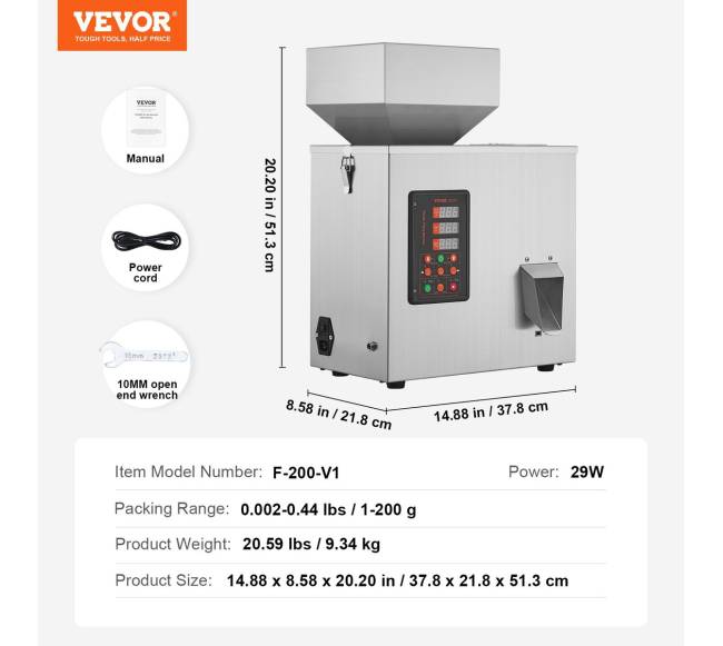 Automatinė miltelių pildymo mašina, 1-200g6