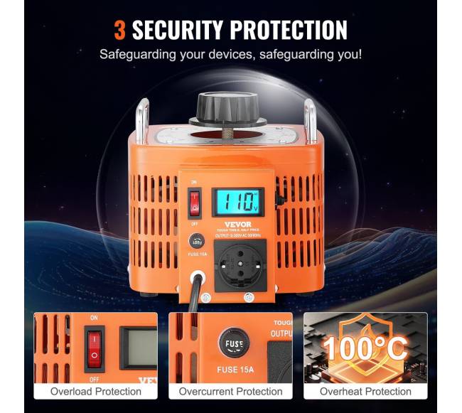 3000VA kintamos įtampos transformatorius su LCD3